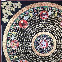 Buddhist Tibetan Thangka Of Mantra Mandala, [hand Painted], Ashtamangala