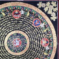 Buddhist Tibetan Thangka Of Mantra Mandala, [hand Painted], Ashtamangala