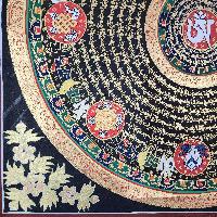 Buddhist Tibetan Thangka Of Mantra Mandala, [hand Painted], Ashtamangala