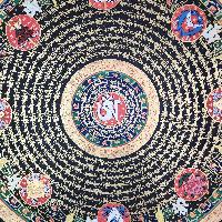 Buddhist Tibetan Thangka Of Mantra Mandala, [hand Painted], Ashtamangala