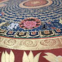 Buddhist Tibetan Thangka Of Mantra Mandala, [hand Painted], Ashtamangala