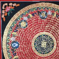 Buddhist Tibetan Thangka Of Mantra Mandala, [hand Painted], Ashtamangala