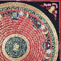 Buddhist Tibetan Thangka Of Mantra Mandala, [hand Painted], Ashtamangala