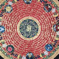 Buddhist Tibetan Thangka Of Mantra Mandala, [hand Painted], Ashtamangala