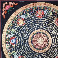 Buddhist Tibetan Thangka Of Mantra Mandala, [hand Painted], Ashtamangala