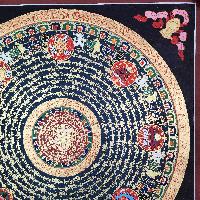 Buddhist Tibetan Thangka Of Mantra Mandala, [hand Painted], Ashtamangala