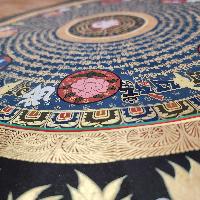 Buddhist Tibetan Thangka Of Mantra Mandala, [hand Painted], Ashtamangala