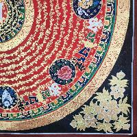 Buddhist Tibetan Thangka Of Mantra Mandala, [hand Painted], Ashtamangala