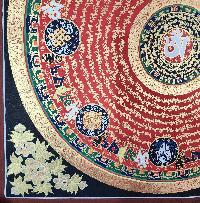 Buddhist Tibetan Thangka Of Mantra Mandala, [hand Painted], Ashtamangala