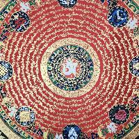 Buddhist Tibetan Thangka Of Mantra Mandala, [hand Painted], Ashtamangala