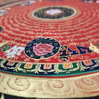 Buddhist Tibetan Thangka Of Mantra Mandala, [hand Painted], Ashtamangala