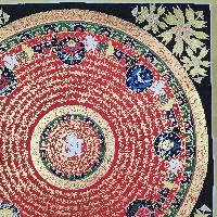 Buddhist Tibetan Thangka Of Mantra Mandala, [hand Painted], Ashtamangala