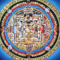 Buddhist Hand Painted Tibetan Thangka Of Kalachakra Mandala Thangka Painting