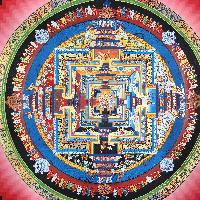 Buddhist Hand Painted Tibetan Thangka Of Kalachakra Mandala Thangka Painting