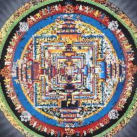 Buddhist Hand Painted Tibetan Thangka Of Kalachakra Mandala Thangka Painting