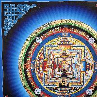 Buddhist Hand Painted Tibetan Thangka Of Kalachakra Mandala Thangka Painting