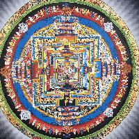 Buddhist Hand Painted Tibetan Thangka Of Kalachakra Mandala Thangka Painting