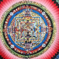 Buddhist Hand Painted Tibetan Thangka Of Kalachakra Mandala Thangka Painting