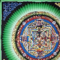 Buddhist Hand Painted Tibetan Thangka Of Kalachakra Mandala Thangka Painting