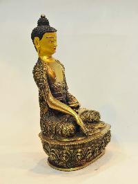 Buddhist Handmade Statue Of Shakyamuni Buddha, [gold Plated], [face Painted]