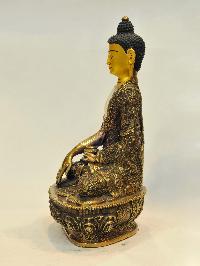 Buddhist Handmade Statue Of Shakyamuni Buddha, [gold Plated], [face Painted]