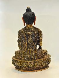 Buddhist Handmade Statue Of Shakyamuni Buddha, [gold Plated], [face Painted]