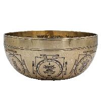 Buddhist Hand Beaten Jambati Singing Bowl, With Premium Etching Carving Of [yoga Man]