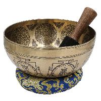 Buddhist Hand Beaten Jambati Singing Bowl, With Premium Etching Carving Of [yoga Man]