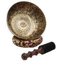 Buddhist Hand Beaten Jambati Singing Bowl, With Premium Etching Carving Of [eye]