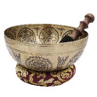 Buddhist Hand Beaten Jambati Singing Bowl, With Premium Etching Carving Of [eye]