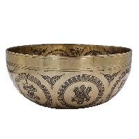 Buddhist Hand Beaten Jambati Singing Bowl, With Premium Etching Carving Of [astrology,planets And Yoga Man]