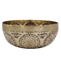 Buddhist Hand Beaten Jambati Singing Bowl, With Premium Etching Carving Of [flower Design]