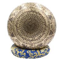 Buddhist Hand Beaten Jambati Singing Bowl, With Premium Etching Carving Of [flower Design]