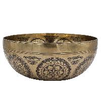 Buddhist Hand Beaten Jambati Singing Bowl, With Premium Etching Carving Of [flower Design]