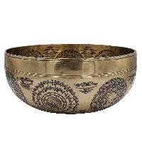 Buddhist Hand Beaten Jambati Singing Bowl, With Premium Etching Carving Of [manjushri]