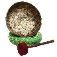 Buddhist Hand Beaten Jambati Singing Bowl, With Premium Etching Carving Of [manjushri]