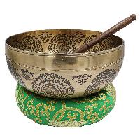 Buddhist Hand Beaten Jambati Singing Bowl, With Premium Etching Carving Of [manjushri]