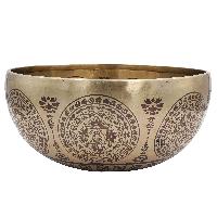 Buddhist Hand Beaten Jambati Singing Bowl, With Premium Etching Carving Of [mandala Design]