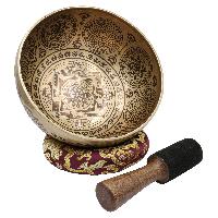 Buddhist Hand Beaten Jambati Singing Bowl, With Premium Etching Carving Of [mandala Design]