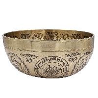 Buddhist Hand Beaten Jambati Singing Bowl, With Premium Etching Carving Of [astrology,planets]