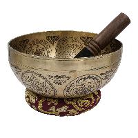 Buddhist Hand Beaten Jambati Singing Bowl, With Premium Etching Carving Of [astrology,planets]