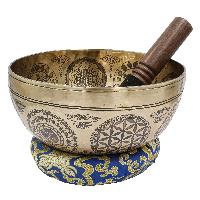 Buddhist Hand Beaten Jambati Singing Bowl, With Premium Etching Carving Of [yoga Man]