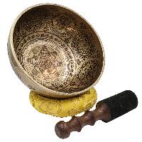 Buddhist Hand Beaten Jambati Singing Bowl, With Premium Etching Carving Of [mandala Design]