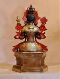 Buddhist Handmade Statue Of Maitreya Buddha, [face Painted], [silver And Chocolate Oxidized]