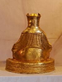 Buddhist Handmade Statue Of Gampopa, [face Painted], [gold Plated]