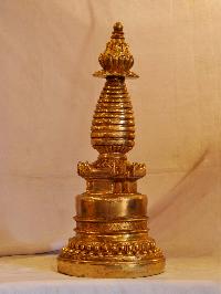 Buddhist Handmade Statue Of Stupa, [gold Plated]