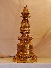 Buddhist Handmade Statue Of Stupa, [gold Plated]