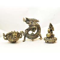 Buddhist Handmade Incense Burner Of [mahakala] Face At Front, With [dragon Design], [makal, Maka, Incense Burner]