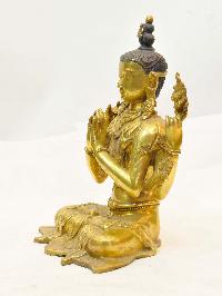 Buddhist Handmade Statue Of Chenrezig, [gold Plated]