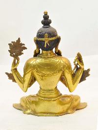 Buddhist Handmade Statue Of Chenrezig, [gold Plated]